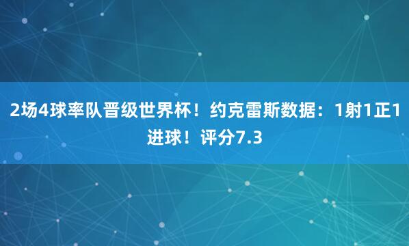 2场4球率队晋级世界杯！约克雷斯数据：1射1正1进球！评分7.3